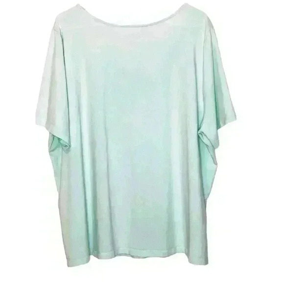 Catherines Supima Collection top 2X square neck short sleeve green flaw - Picture 2 of 9